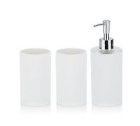 kela Ensemble de Salle de Bain 3 pièces LIS, gobelet, Porte-brosses à Dents, Distributeur de Savon 350 ML, Plastique, Accessoires de Salle de Bain Blancs