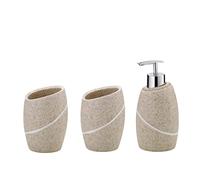 kela Ensemble de Salle de Bain 3 pièces Talus, Aspect Pierre Naturelle, gobelet, Porte-brosses à Dents, Distributeur de Savon 300 ML, Accessoires de Salle de Bain Beige