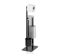 kela Garniture de WC avec Support de Papier Toilette et Porte-Rouleau de Rechange 71cm, Brosse de WC Noire avec Support de Brosse de WC Ouvert, Disque à tronçonner Style, métal Mat