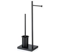 kela Garniture WC avec Support Papier Toilette et Porte-Brosse 68cm, Brosse WC Noire avec Porte-Brosse WC Ouvert Devin métal Mat