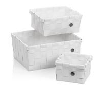 kela Lot de 3 paniers de Rangement Neo, paniers en Plastique recyclé, Panier d'étagère Lavable, boîte de Rangement empilable, Blanc