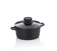 kela Marmite à viande 16 cm avec couvercle en verre ATURA, petite marmite 1 litre, marmite à induction, fonte d'aluminium à revêtement céramique, sans PFAS, noir