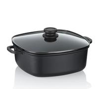 kela Mijoteuse 28 cm bord haut ATURA, Poêle à servir à induction avec couvercle 6 L, Fonte d'aluminium à revêtement céramique, Poêle à paella