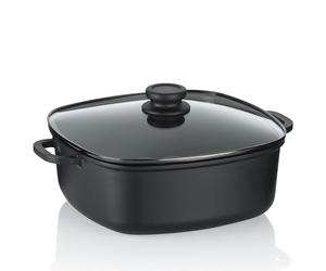 kela Mijoteuse 28 cm bord haut ATURA, Poêle à servir à induction avec couvercle 6 L, Fonte d'aluminium à revêtement céramique, Poêle à paella