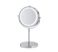 kela Miroir de courtoisie avec éclairage et grossissement TIO 13 cm, 1x/5x, Miroir sur Pied, métal chromé, Miroir de Rasage Rond