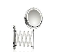 kela Miroir de courtoisie avec éclairage et grossissement Valeria 14 cm, 1x/5x, Montage Mural, Miroir de Maquillage Extensible, métal chromé, Miroir de Rasage