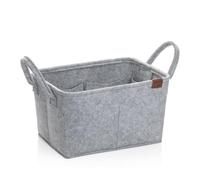 kela Panier de Rangement 35 x 25 x 20 cm Fay, Panier à provisions avec poignées, 8 Poches intérieures, Panier en Feutre pour Jouets, journaux, cosmétiques, Gris Clair