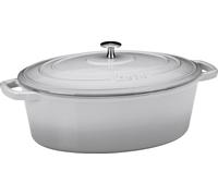KELA Plat ovale en fonte avec couvercle Calido 35x26 cm gris clair KL-12608