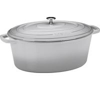 KELA Plat ovale en fonte avec couvercle Calido 36x29 cm gris clair KL-12609