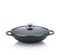Wok en fonte d'aluminium + couvercle verre 32cm noir - Kela Line - 15157 - kerros