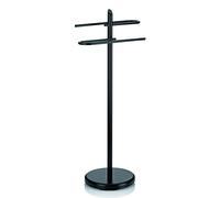 kela Porte-Serviettes Debout 88cm, avec 2 Barres Porte-Serviettes, Ken, métal laqué époxy, Noir