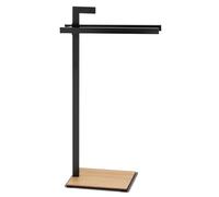 kela Porte-Serviettes Vertical 82,5cm, en chêne, avec 2 Barres Porte-Serviettes, Oak, métal revêtu par Poudre, Noir Mat