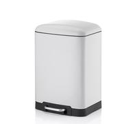 kela Poubelle à pédale 12l, Poubelle à pédale avec couvercle Silent-Close, abaissement automatique DAVINO, Poubelle en métal cuisine salle de bain avec seau intérieur, blanc brillant