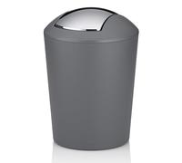 kela Seau à cosmétique gris 1,7l, mini poubelle de salle de bain avec couvercle basculant, plastique, MARTA, petite poubelle de table grise mate