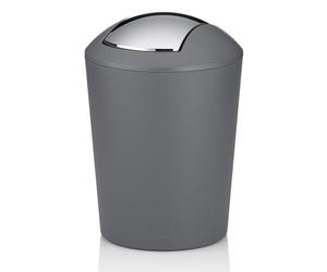 kela Seau à cosmétique gris 1,7l, mini poubelle de salle de bain avec couvercle basculant, plastique, MARTA, petite poubelle de table grise mate