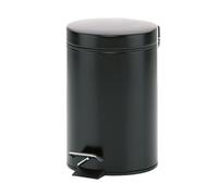 Kela Poubelle de salle de bain Monaco 20903 – 3 L, métal à pédale, seau intérieur et anse, noir