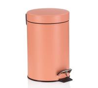 kela Seau à cosmétique rose 3l, poubelle à pédale en métal pour la salle de bain, poubelle de salle de bain avec seau intérieur et anse, MONACO, rose pêche mat