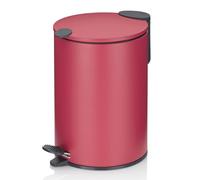 kela Seau à cosmétiques 3l rouge mat, couvercle Silent-Close, poubelle à pédale salle de bain MATS, poubelle de salle de bain avec seau intérieur et anse de transport