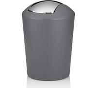 kela Seau à couvercle basculant gris, seau à cosmétique 5l avec couvercle basculant, plastique, MARTA, poubelle salle de bain gris mat