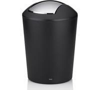 kela Seau à couvercle basculant noir, seau à cosmétique 5l avec couvercle basculant, plastique, MARTA, poubelle salle de bains noir mat
