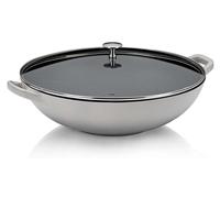 KELA Wok en fonte avec couvercle Calido 36 cm gris clair KL-12610