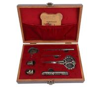 Kelawoly Kit de Ciseaux à Broder Vintage, Ensemble de Couture Professionnel, Outils de Couture Artisanaux Antiques avec Boîte en Bois élégante, Gravures Florales pour Débutants et