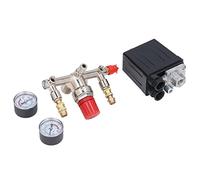 Kelawoly Kit de Pressostat pour Compresseur D'air, 120 PSI 100-240V | Double de jauge de 180 PSI, coupleur réglable en laiton, évalué 16A-20A, contrôle marche/arrêt automatique, accessoire