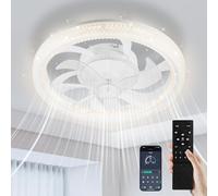 Keleef Ventilateur de Plafond avec Lumière, Ventilateur Plafond Design Ultra Plat pour Plafond Bas, Ventilateur LED avec Télécommande et Moteur DC Silencieux, 6 Vitesses, Réversible ETE/HIVER, 42W