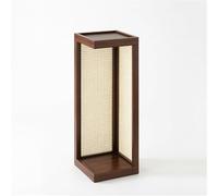 KELENMNAZT Étagère à Plantes en Bois Massif et Rotin, Étagère au Sol à 2 Niveaux for Bonsaï et Déco, Panneaux Latéraux Tressés, Base 30x30cm, Hauteurs 40/60/80cm(Walnut,80cm/31.5in)