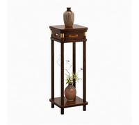 KELENMNAZT Étagère à Plantes en Bois Massif, Étagère au Sol à 2 Niveaux for Bonsaï et Déco, Panneaux Latéraux avec Accents en Laiton, Base 30x30cm, Hauteurs 59/73/88cm(L)
