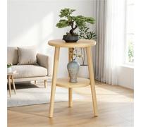KELENMNAZT Étagère à Plantes en Bois Massif Style Vintage, Étagère Ronde au Sol for Bonsaï et Vase, Finition Chêne Naturel, Diamètre 30cm, Hauteurs 60cm & 70cm(60cm/23.6in)