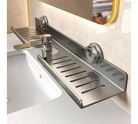KELENMNAZT Étagère De Salle De Bain À Ventouse en Forme De U - Gris Métal, Support Mural, sans Perçage, Longueur 50/60 Cm, for Lavabo Et Robinet(60cm)