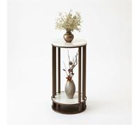 KELENMNAZT Support for Plantes en Bois Massif à 2 Niveaux avec Plateaux Ronds, Nouvelle étagère de Sol de Style Chinois for Salon et Balcon, Support de Pot de Fleurs Robuste(Brown,74cm)