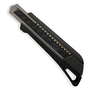 KELI - Cutter Pro avec Réservoir + LAME BLACK BLADE SK2 (Durée de vie 3 fois supérieure) (18mm + 2 LAMES BLACK BLADE SK2, Noir Gomme SOFT TOUCH)