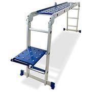 KELI - Echelle articulée 3,5m Multifonctions,Multi-Position,Plateforme,Fabriqué en Alu, Qualité Professionnelle, Marche d'accès Confort, Certifiée à 150kg, EN131 CE