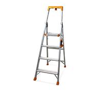 KELI - Échelle Pliable, Escabeau, Marchepied, Fabriqué en Aluminium, Qualité Professionnelle, Poignée de Transport Confort, Porte Outils ABS (4 Marches (Travail à 2,9m))