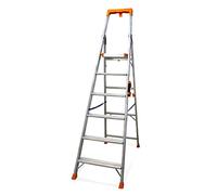 KELI - Échelle Pliable, Escabeau, Marchepied, Fabriqué en Aluminium, Qualité Professionnelle, Poignée de Transport Confort, Porte Outils ABS (6 Marches (Travail à 3,38m))