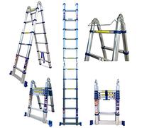 KELI - Echelle Télescopique Double Plan, Echelle Pliante 2 en 1 Echelle Escamotable, Fabriquée en Aluminium de Qualité Professionnelle, Certifiée à 150kg EN131 CE (380 CM)