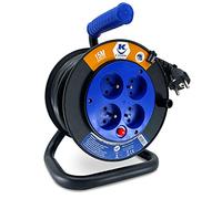 KELI - Enrouleur Rallonge Electrique Section 3G1.5mm² H05VVF 16A, 4 Prises IP20, Disjoncteur Thermique de Sécurité, Poignée de transport, Prolongateur… (15 Mètres 3G1.5)