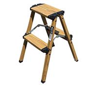 KELI - Escabeau Domestique, Marchepied, Fabriqué en Aluminium Finition Bois (Chêne Naturel) (2 Marches (Hauteur de Travail 1,87))