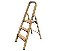 KELI - Escabeau Domestique, Marchepied, Fabriqué en Aluminium Finition Bois (Chêne Naturel) (3 Marches (Hauteur de Travail 2,07))