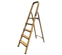 KELI - Escabeau Domestique, Marchepied, Fabriqué en Aluminium Finition Bois (Chêne Naturel) (5 Marches (Hauteur de Travail 2,47))