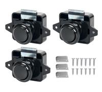 Kellegour 3 Pcs Bouton Poussoir Loquet,Bouton Poussoir Serrure,Sans Clé Serrure de Meuble Fermoir,Loquet à Bouton Poussoir,pour Porte de Camping Car,Van,Caravane,Placard,Tiroir,Porte