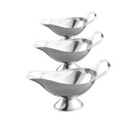 Kellegour Saucière en Acier Inoxydable,3 pcs Petit Récipient Bol Pot à Sauce,Saucière avec Bec Verseur,Bols à Sauciène acier inoxydable,pour jus de Fruits,Sauce,Rôtir,Repas de Noël,Argent,3 Tailles