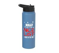 Kelly On The Nice List Nom de Noël amusant Kelly Stainless Steel Insulated Water Bottle
