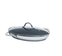 Kelomat poêle à poisson Perfekt 38x26 cm avec couvercle en verre acier inoxydable induction