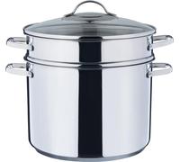 Kelomat Marmite à pâtes Classico avec couvercle en verre Ø24 cm 3 pièces acier inoxydable induction
