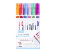 keloppasit Marqueurs à double contour, stylos courbes colorés, Stylo de marquage à double pointe avec 6 formes de courbes différentes, Fournitures artistiques multifonctionnelles, 6 stylos à bordure