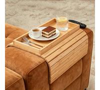 Keltorio Plateau de canapé - Accoudoir - Pliable - En bois antidérapant - Flexible - Pour commande, tasses, collations, téléphone portable (45 x 33 cm)
