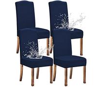 KELUINA Extensible Etanche Jacquard Salle à Manger Chaise Couvre Décor à La Maison, Housses De Chaise pour Salle à Manger Chaises Restaurant Hôtel Cérémonie(Marine,4 Pièces)